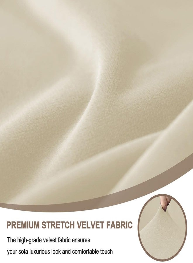 Bifaunvogel Velvet Club Chair Slipcover 2 Piece Swivel Barrel Chair Covers Slipcover Tub Chair Slipcovers Round Accent Armchair Covers Bucket Chair Covers Protector for Living Room Beige - Image 3